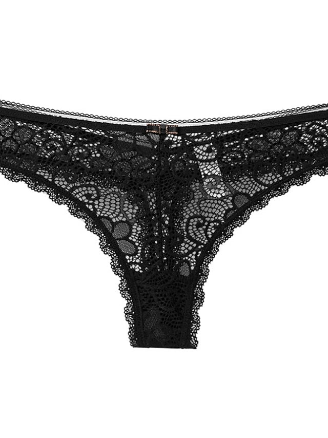 Women's Sexy Panties Basic Panties G-strings & Thongs Panties Brief Underwear 1 PC Underwear Fashion Sexy Comfort Lace Basic Lace Pure Color Nylon Low Waist Sexy Black Pink Wine
