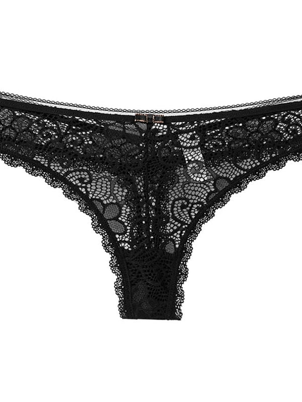 Women's Sexy Panties Basic Panties G-strings & Thongs Panties Brief Underwear 1 PC Underwear Fashion Sexy Comfort Lace Basic Lace Pure Color Nylon Low Waist Sexy Black Pink Wine