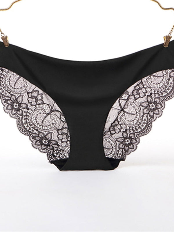 Women's Sexy Panties Basic Panties Brief Underwear 3Pcs Underwear Fashion Sexy Comfort Lace Basic Lace Pure Color Nylon Low Waist Sexy Black Purple Pink