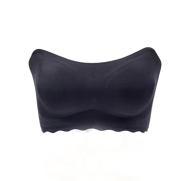 Women's Bras & Bralettes Seamless Strapless Full Coverage Solid Color Sexy Micro-elastic Push Up Invisible Sport Casual Daily Nylon Black , 1 PC