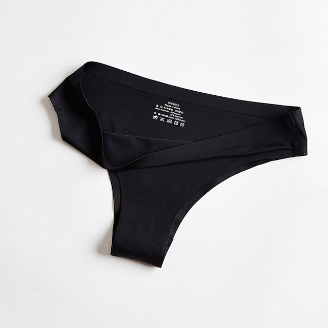 Women's Invisible Seamless Underwear Ice Silk Yoga Half Back Coverage Panties Pure Color Basic Panties