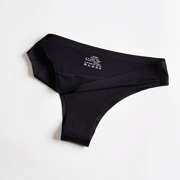 Women's Invisible Seamless Underwear Ice Silk Yoga Half Back Coverage Panties Pure Color Basic Panties