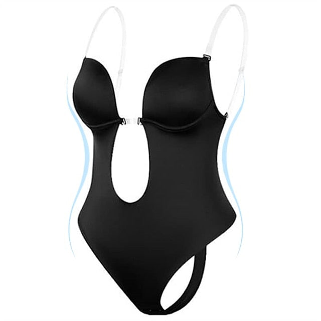 Women's Invishaper-Plunge Backless Bra Shaper Bra Bodysuits Seamless Thong Women's Deep V-Neck Clear Strap for Parties Dresses