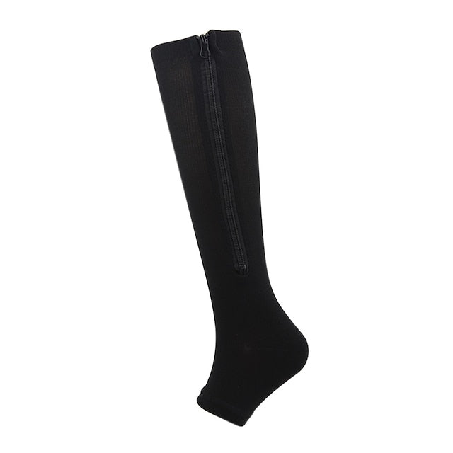 Zippered Compression Sports Socks - Long Leg Elastic Support