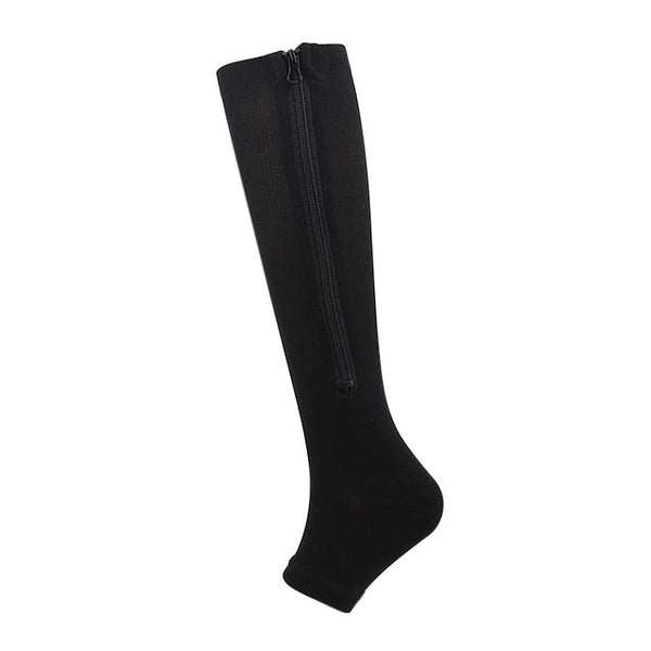 Zippered Compression Sports Socks - Long Leg Elastic Support