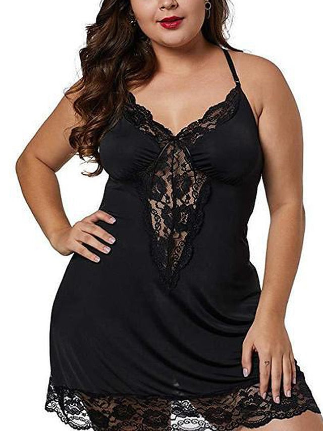 Women's Sexy Lace Backless Slip Dress - Cozy Mini Nightwear for Home Lounge Main image