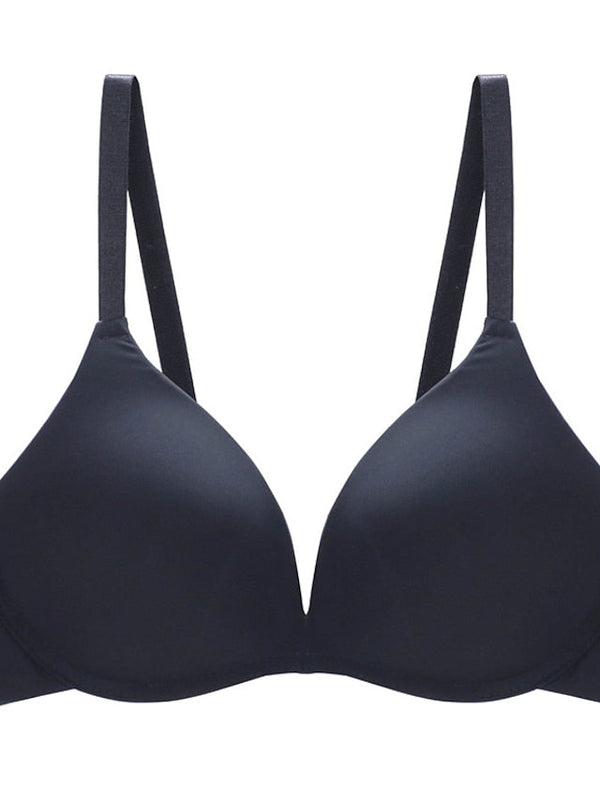 Women's Wireless Bras Double Strap Adjustable Full Coverage V Neck Breathable Pure Color Hook & Eye Date Casual Daily Nylon 1PC Green Black , Bras & Bralettes