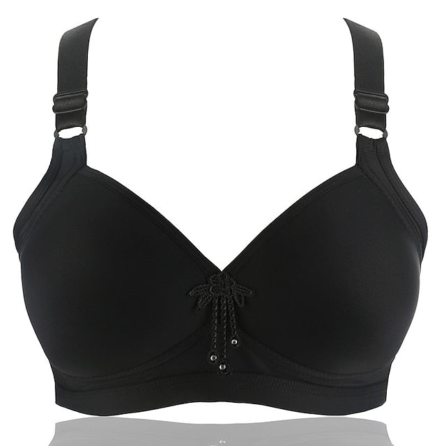 Women's Push Up Bras Wireless Bras Full Coverage Pure Color Hook & Eye Cotton 1PC Plus Size