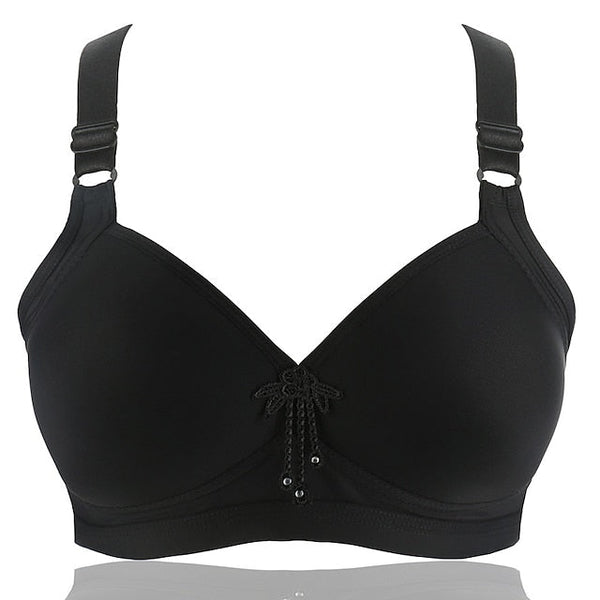 Women's Push Up Bras Wireless Bras Full Coverage Pure Color Hook & Eye Cotton 1PC Plus Size