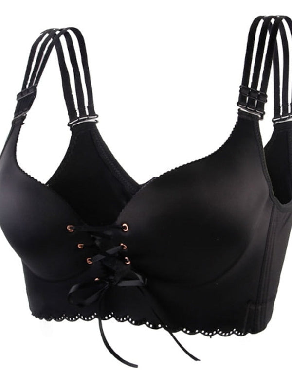 Women's Push Up Bras 34 Cup Lace Pure Color Front Closure Nylon Sexy 1PC Bras & Bralettes Plus Size