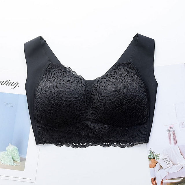 Women's Wireless Bras Full Coverage Pure Color Pull-On Closure Spandex Sexy 1PC Bras & Bralettes Plus Size
