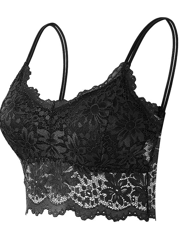 Women's Lace Bras Sheer Bras 34 Cup V Neck Push Up Lace Pure Color Pull-On Closure Date Valentine's Day Casual Daily Nylon Sexy 1PC Bras & Bralettes