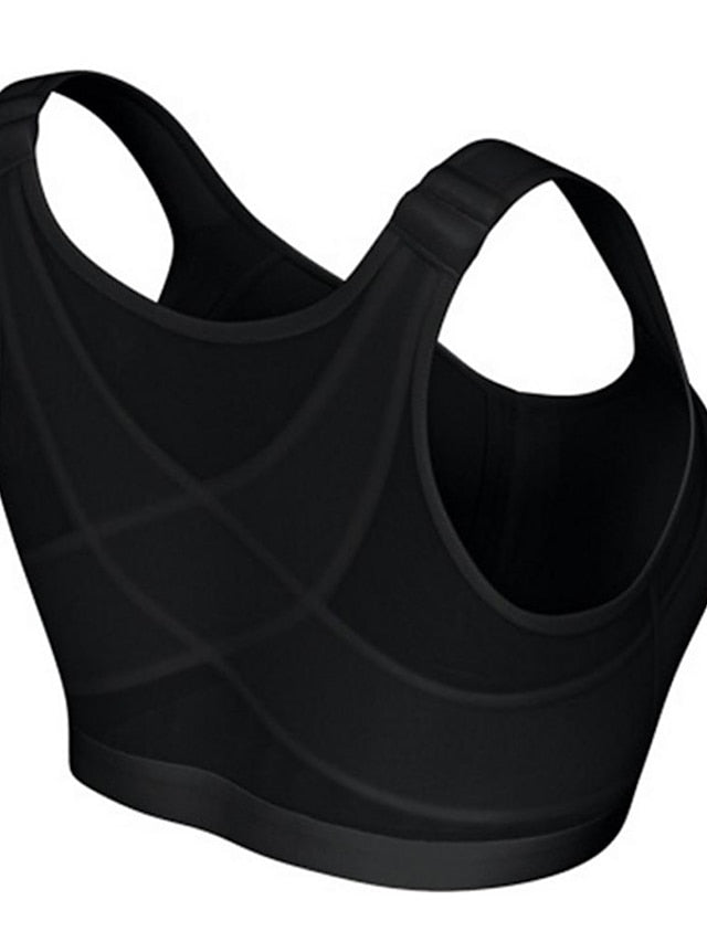 Women's Wireless Bras Sports Bras Fixed Straps 34 Cup Scoop Neck Breathable Running Sport Pure Color Front Closure Sport Nylon 1PC Bras & Bralettes