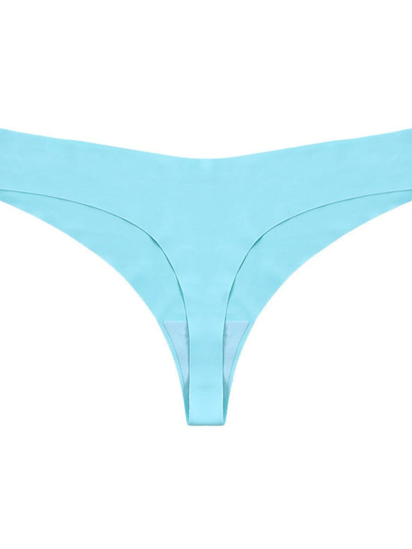 Women's Sexy Panties G-strings & Thongs Panties Brief Underwear 5 PC Underwear Simple Sexy Comfort Basic Pure Color Nylon Low Waist Touch of Sensation Light Blue Green Black