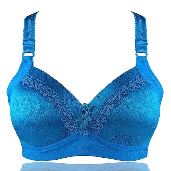 Women's Wireless Bras Full Coverage Pure Color Hook & Eye Cotton 1PC Plus Size