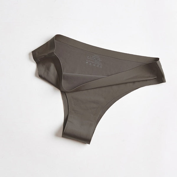 Women's Invisible Seamless Underwear Ice Silk Yoga Half Back Coverage Panties Pure Color Basic Panties