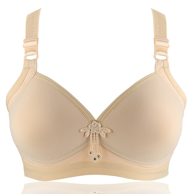 Women's Push Up Bras Wireless Bras Full Coverage Pure Color Hook & Eye Cotton 1PC Plus Size