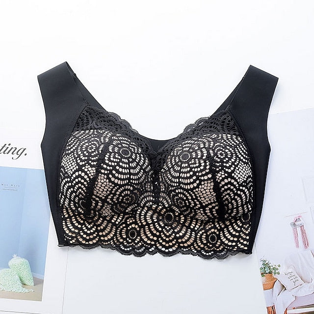 Women's Wireless Bras Full Coverage Pure Color Pull-On Closure Spandex Sexy 1PC Bras & Bralettes Plus Size