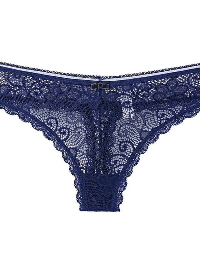 Women's Sexy Panties Basic Panties G-strings & Thongs Panties Brief Underwear 1 PC Underwear Fashion Sexy Comfort Lace Basic Lace Pure Color Nylon Low Waist Sexy Black Pink Wine