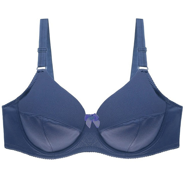 Women's Underwire Bras Full Coverage Pure Color Hook & Eye Nylon 1PC Plus Size