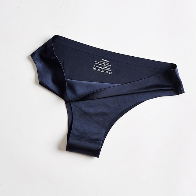 Women's Invisible Seamless Underwear Ice Silk Yoga Half Back Coverage Panties Pure Color Basic Panties
