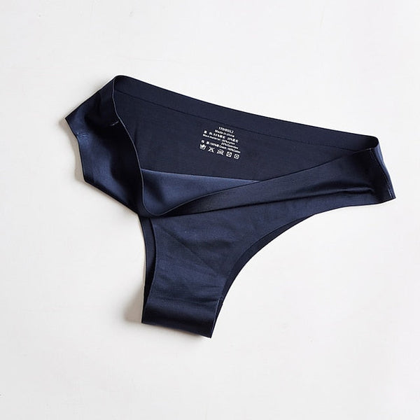 Women's Invisible Seamless Underwear Ice Silk Yoga Half Back Coverage Panties Pure Color Basic Panties