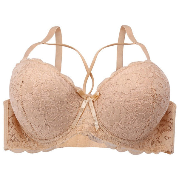Bow Lace Bralette Brassiere Underwire Lingerie Racerback Floral Bras - Sheseelady