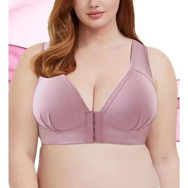 Women's Push Up Bras Full Coverage Lace Pure Color Front Closure Nylon Sexy 1PC Bras & Bralettes Plus Size