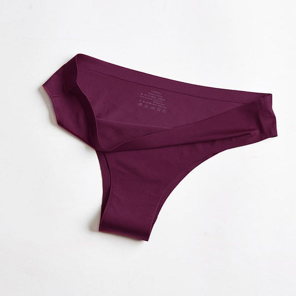 Women's Invisible Seamless Underwear Ice Silk Yoga Half Back Coverage Panties Pure Color Basic Panties