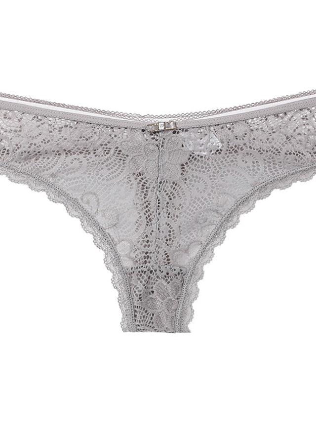 Women's Sexy Panties Basic Panties G-strings & Thongs Panties Brief Underwear 1 PC Underwear Fashion Sexy Comfort Lace Basic Lace Pure Color Nylon Low Waist Sexy Black Pink Wine
