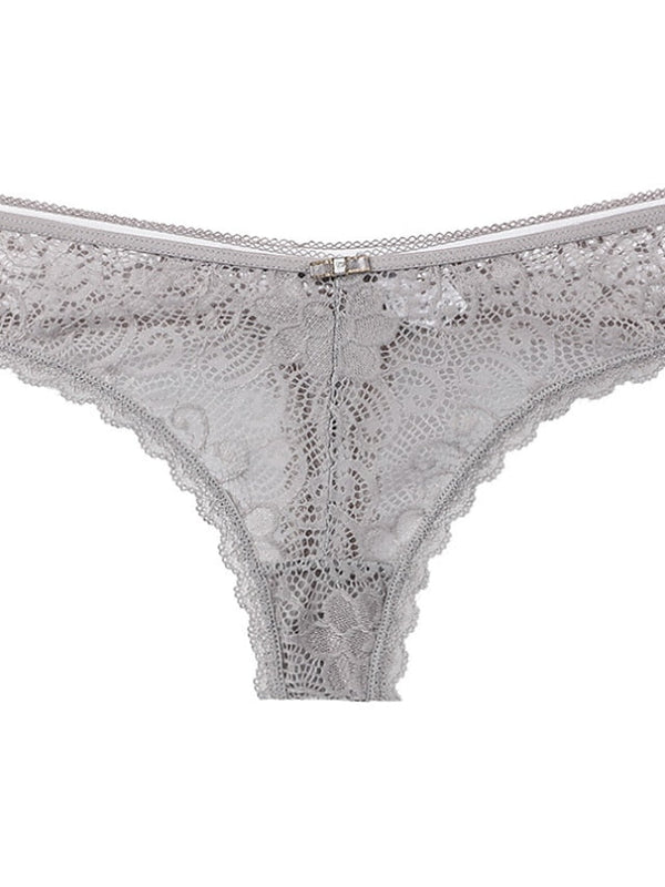 Women's Sexy Panties Basic Panties G-strings & Thongs Panties Brief Underwear 1 PC Underwear Fashion Sexy Comfort Lace Basic Lace Pure Color Nylon Low Waist Sexy Black Pink Wine