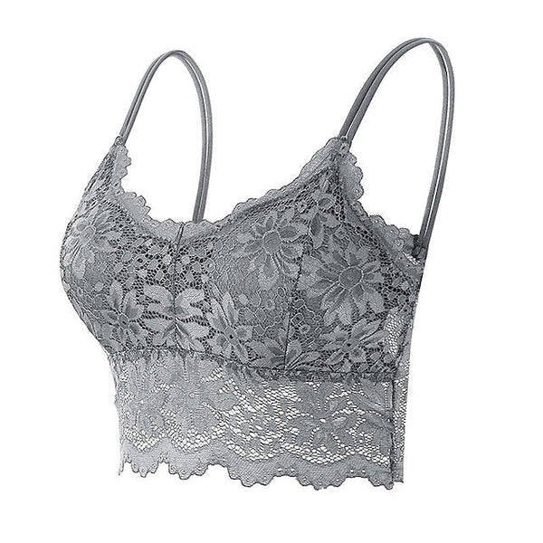 Women's Lace Bras Fixed Straps Sheer Bras Full Coverage V Neck Breathable Push Up Lace Pure Color Pull-On Closure Date