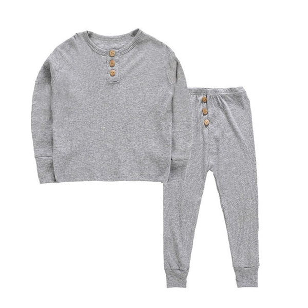Elegant Nightwear Solid Color Pajamas Set For Unisex Kids - Sheseelady