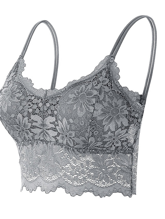Women's Lace Bras Sheer Bras 34 Cup V Neck Push Up Lace Pure Color Pull-On Closure Date Valentine's Day Casual Daily Nylon Sexy 1PC Bras & Bralettes