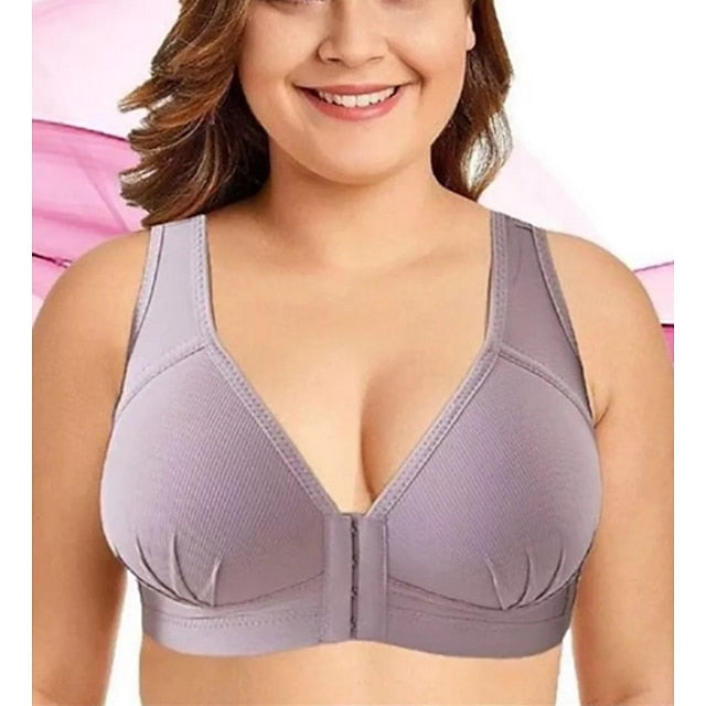Women's Push Up Bras Full Coverage Lace Pure Color Front Closure Nylon Sexy 1PC Bras & Bralettes Plus Size