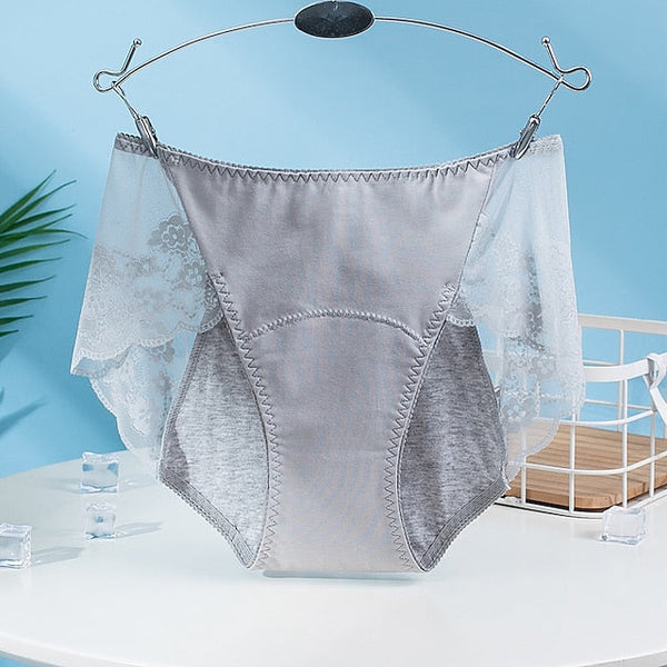 Women's Brief Underwear Period Panties 1 PC Underwear Fashion Simple Sexy Lace Pure Color Cotton Mid Waist Sexy Black Blue Pink