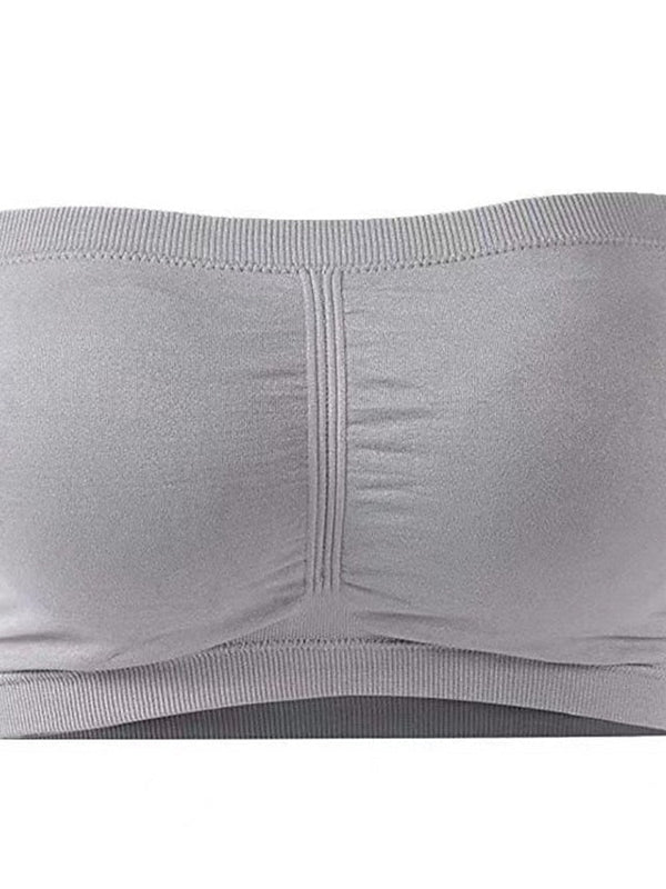 Women's Tube Bra Full Coverage Scoop Neck Breathable Pure Color Pull-On Closure Casual Daily Nylon 1PC Bras & Bralettes