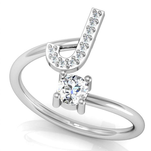 Fashion 26 Letters Silver Ring For Women Rhinestone Open Finger Rings Female Engagement Ring Jewelry Anel Party Gift - Sheseelady