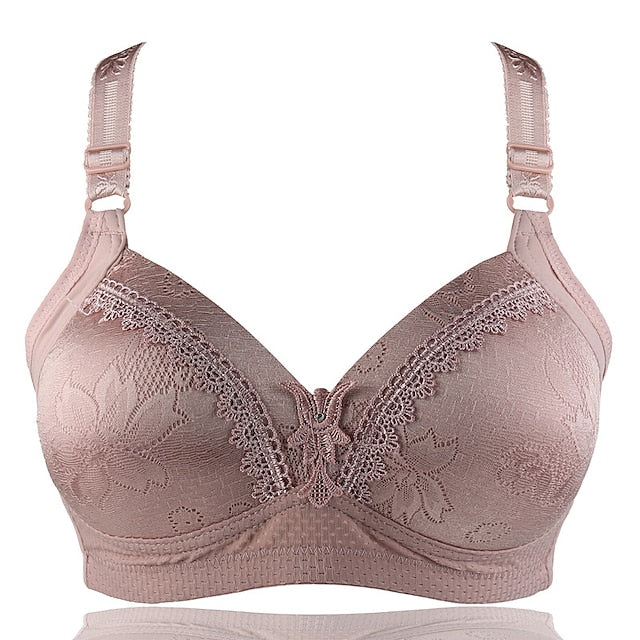 Women's Push Up Bras Wireless Bras Full Coverage Pure Color Hook & Eye Cotton 1PC Black Blue , Plus Size Secondary image