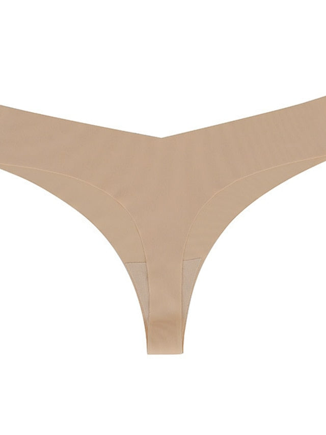 Women's Sexy Panties G-strings & Thongs Panties Brief Underwear 5 PC Underwear Simple Sexy Comfort Basic Pure Color Nylon Low Waist Touch of Sensation Light Blue Green Black