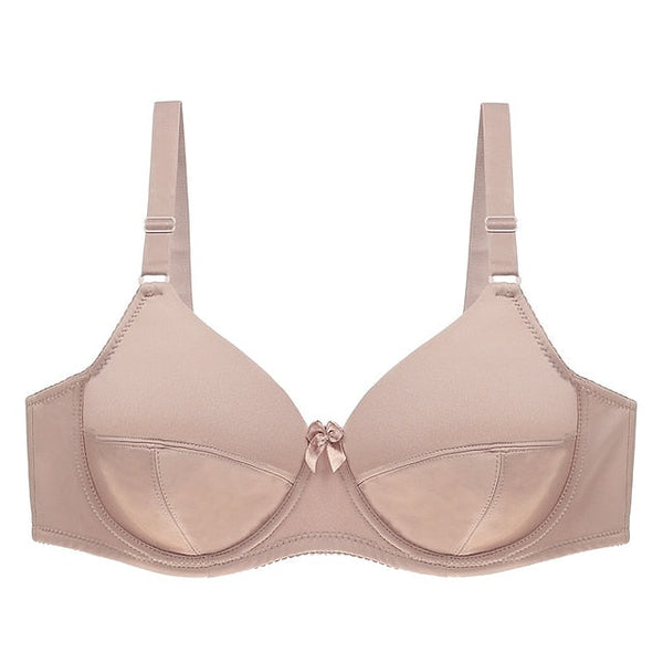 Women's Underwire Bras Full Coverage Pure Color Hook & Eye Nylon 1PC Plus Size