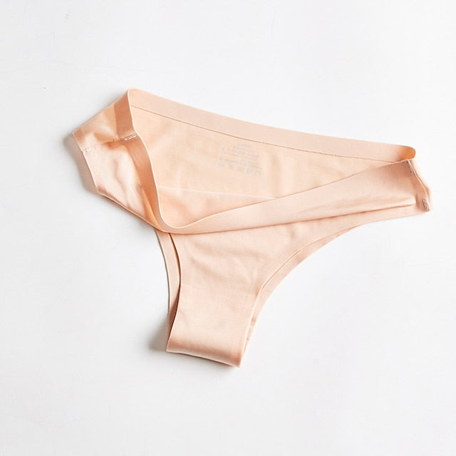 Women's Invisible Seamless Underwear Ice Silk Yoga Half Back Coverage Panties Pure Color Basic Panties