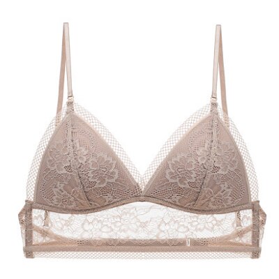 Sexy Ladies' Seamless Lace Mesh Halter Bra