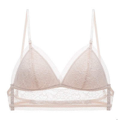 Sexy Ladies' Seamless Lace Mesh Halter Bra
