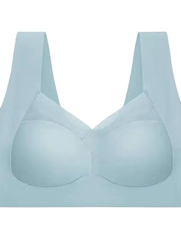 Women's Wireless Bras Fixed Straps Full Coverage V Neck Breathable Pure Color Pull-On Closure Casual Daily Nylon 1PC Pink Bras & Bralettes