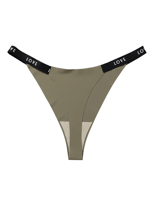 Women's Print Fashion Letter Sexy Panties G-strings & Thongs Panties Micro-elastic Low Waist Green S