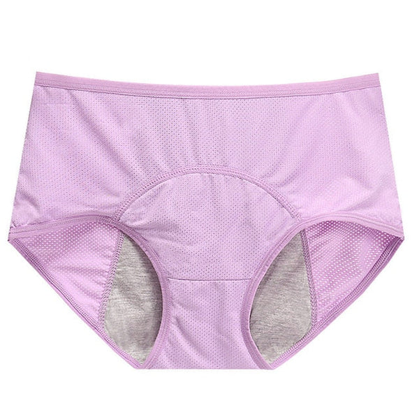Lady Menstrual Period Breathable Panties Holes Briefs Leakproof Underwear Cotton Soft Solid Mid-Waist Panties Women Plus Size - Sheseelady