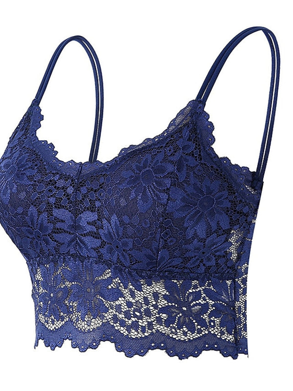 Women's Lace Bras Sheer Bras 34 Cup V Neck Push Up Lace Pure Color Pull-On Closure Date Valentine's Day Casual Daily Nylon Sexy 1PC Bras & Bralettes