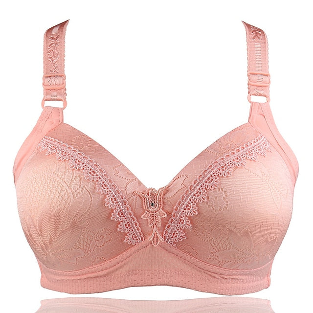 Women's Wireless Bras Full Coverage Pure Color Hook & Eye Cotton 1PC Plus Size