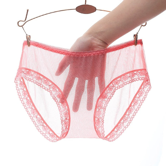 Women's Plus Size Cut Out Lace Lace Lingerie Solid Colored Shorties & Boyshorts Panties Boxers Underwear Stretchy Low Waist Super Sexy Purple M Secondary image